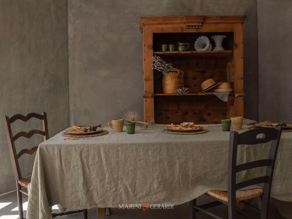 NON TI SCORDAR DI ME tovaglie da tavola in lino stropicciato delave sabbia tovaglie da tavola in lino stropicciato delave sabbia