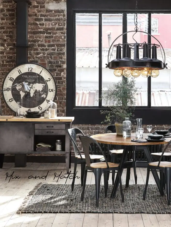 arredamento in stile industriale nero mix and match