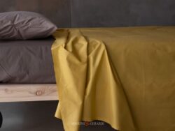 completo lenzuola percalle cotone matrimoniale di lusso giallo senape