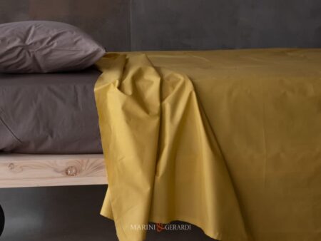 completo lenzuola percalle cotone matrimoniale di lusso giallo senape