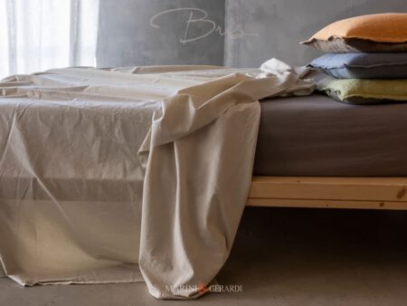 lenzuola sopra in cotone delave letto singolo sabbia