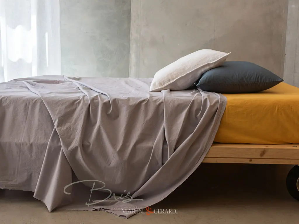 lenzuolo con angoli di cotone stropicciato Vintage Lilla / Giallo lenzuolo con angoli di cotone stropicciato Vintage Lilla / Giallo