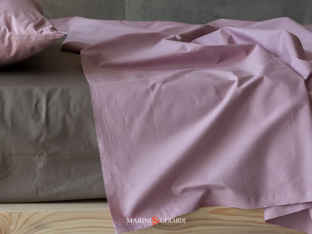 set lenzuola percalle di cotone colore rosa pesco