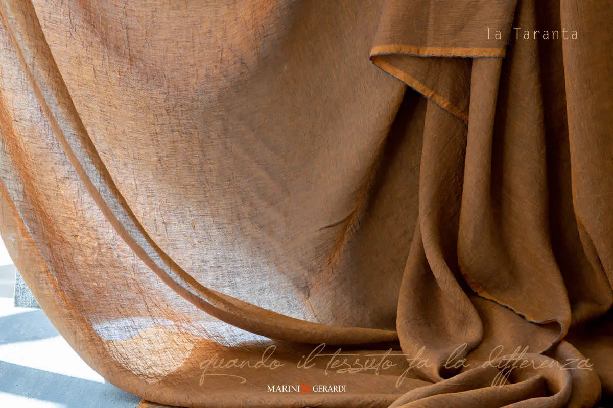 Tessuti per Tende in Lino Arancio Blue f08