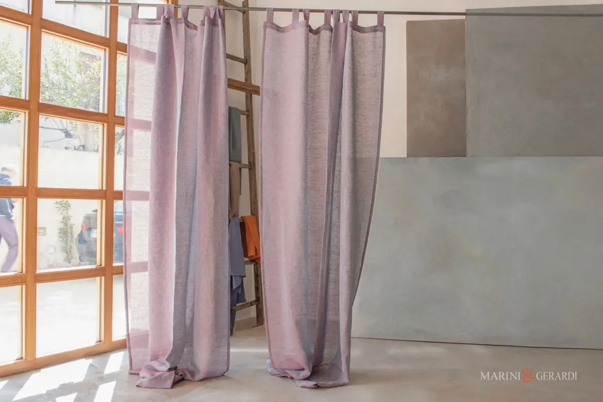Tende con Bastone a Soffitto in lino moderne su misura
