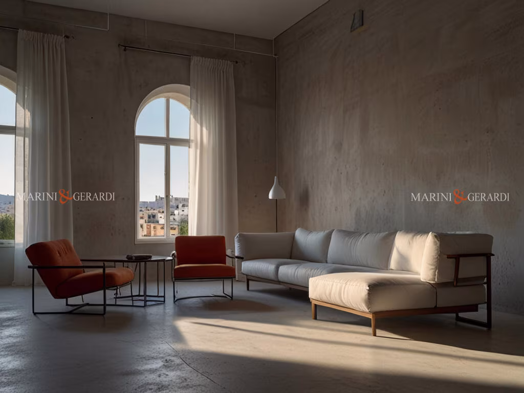 Tende classiche per salone moderno in lino