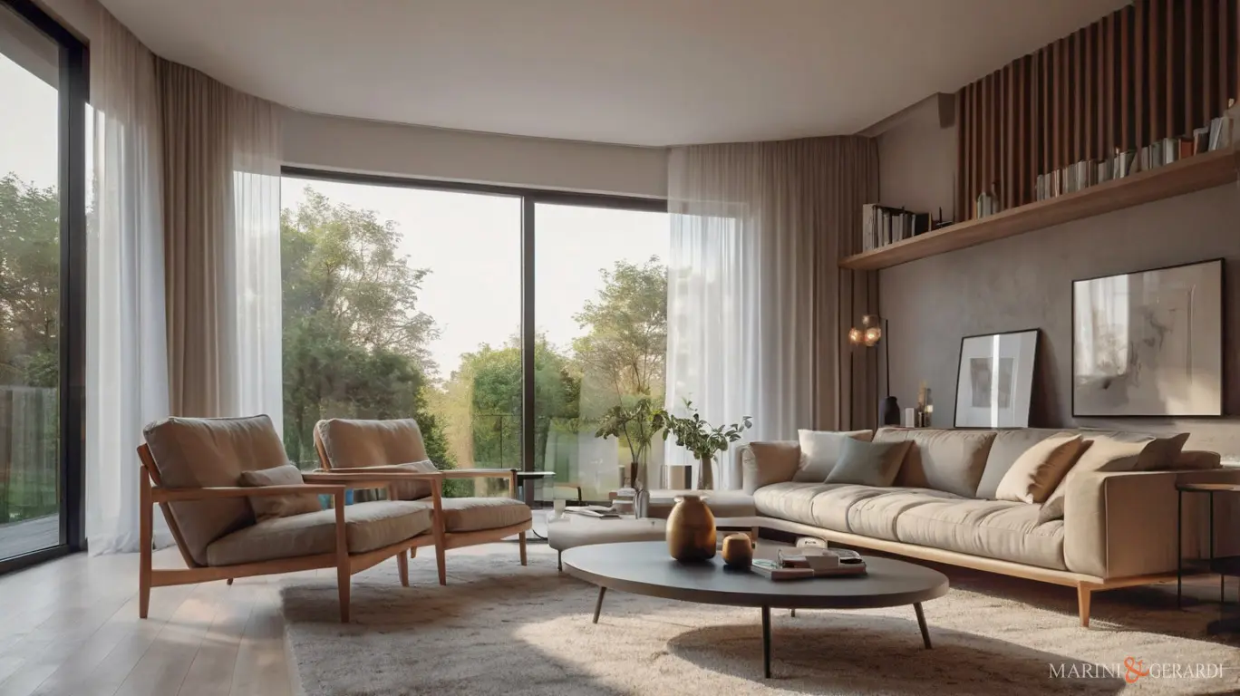 Tende sala da pranzo elegante in lino con sofa Tende sala da pranzo elegante in lino con sofa