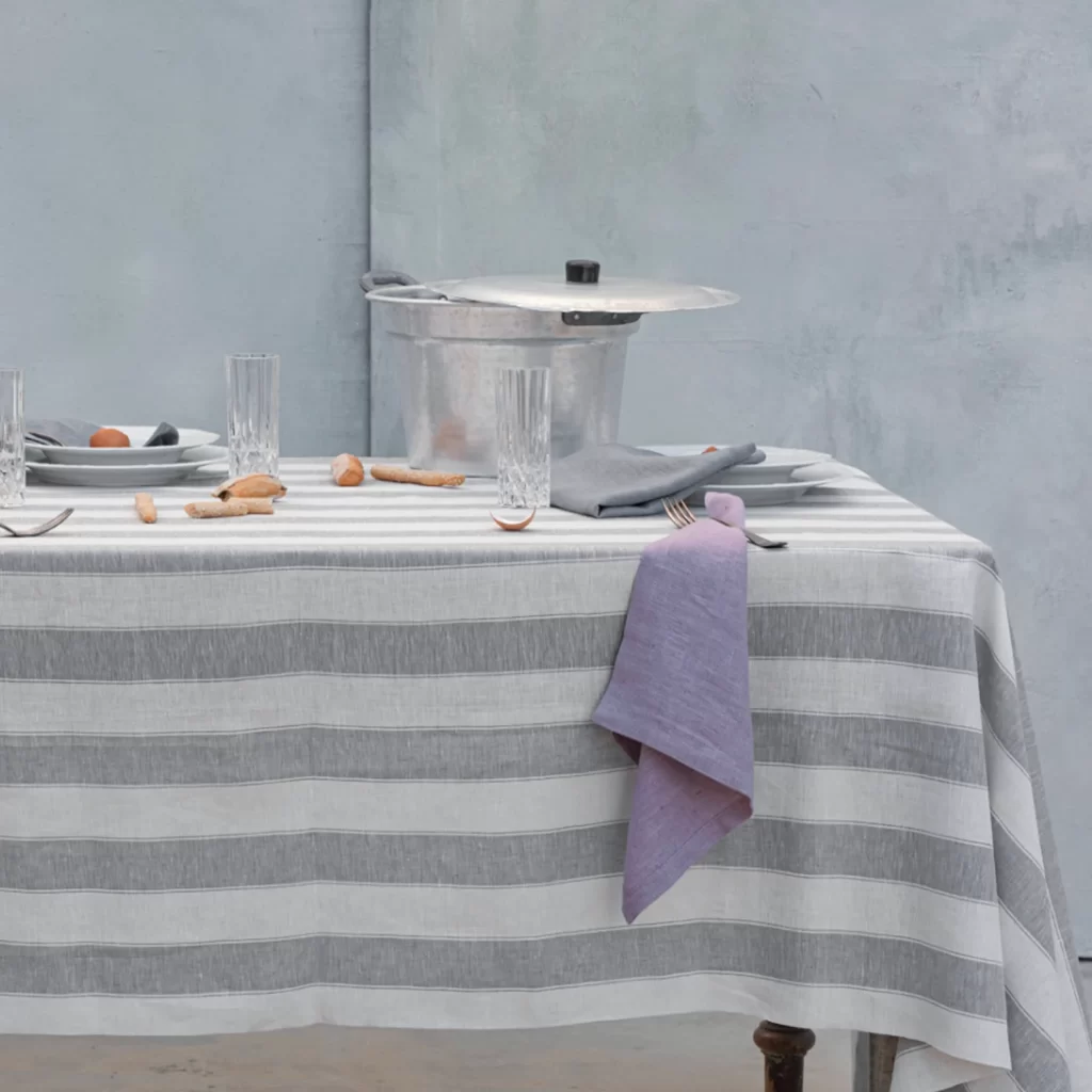 tovaglie da tavola eleganti moderne in lino grigio | ALOA design