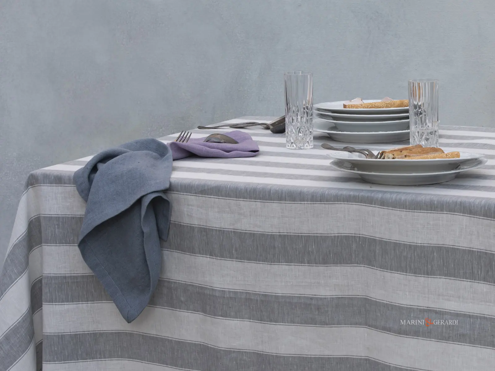 Tovaglie da tavola eleganti moderne lino bianco grigio rigato Tovaglie da tavola eleganti moderne lino bianco grigio rigato