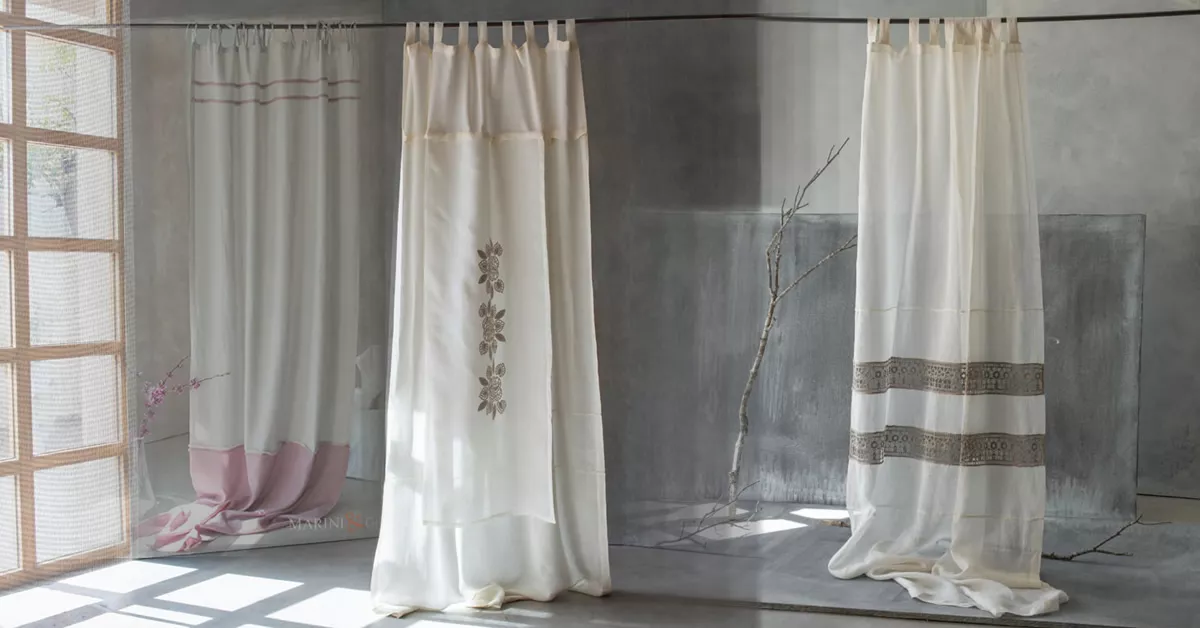 Tende per sala da pranzo classica in lino bianco