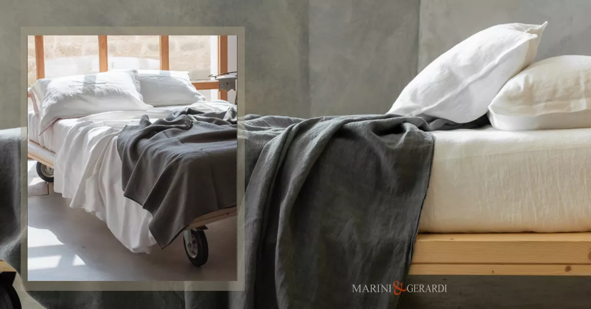 Completo letto una piazza e mezza in lino binco e antracite
