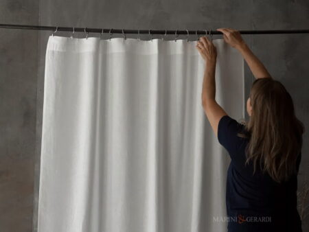 Tende eleganti moderne camera da letto in lino bianco