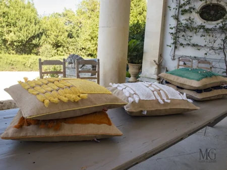 Cuscini arredo in juta naturale organza gialla sfiziosi cc285