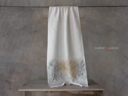 Tende a vetro porta finestra cucina in lino design spighe nere gialle