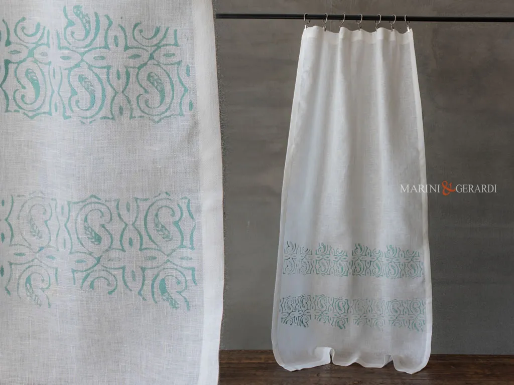 Tende a vetro per cucina moderne lino bianco design verde- Marini & Gerardi Tende a vetro per cucina moderne lino bianco design verde- Marini & Gerardi