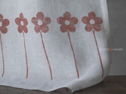 Tende da cucina a vetro lunghe in lino design fiori
