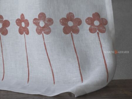 Tende da cucina a vetro lunghe in lino design fiori