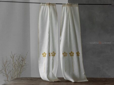 Tende da cucina a vetro lunghe in lino