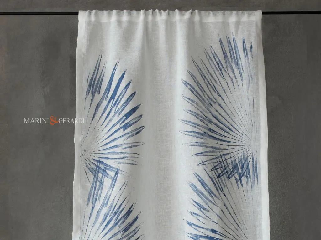 Tende per cucina moderna a vetro in lino oasi blu Tende per cucina moderna a vetro in lino oasi blu