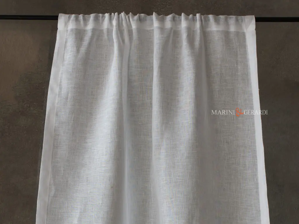 Tendine da interno passante a tubo semplici eleganti in lino bianco Tendine da interno passante a tubo semplici eleganti in lino bianco