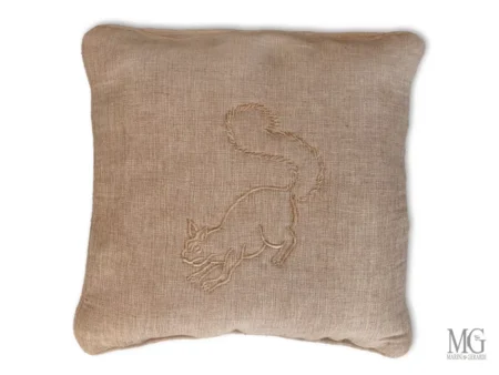 Cuscini ricamati design scoiattolo in juta cotone soggetti cc094
