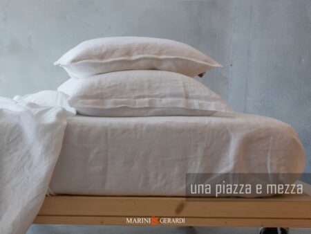 Lenzuola con angoli una piazza e mezza puro lino bianco
