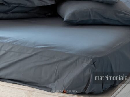 Lenzuolo angoli matrimoniale in lino blu