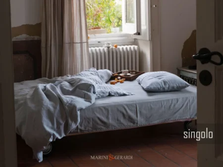 Set copripiumino singolo lino lavato a righe