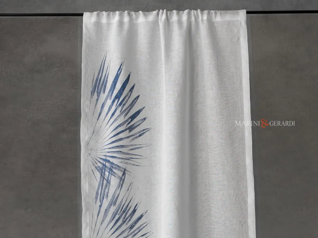 Soggiorno tende moderne a vetro in lino oasi blu Soggiorno tende moderne a vetro in lino oasi blu