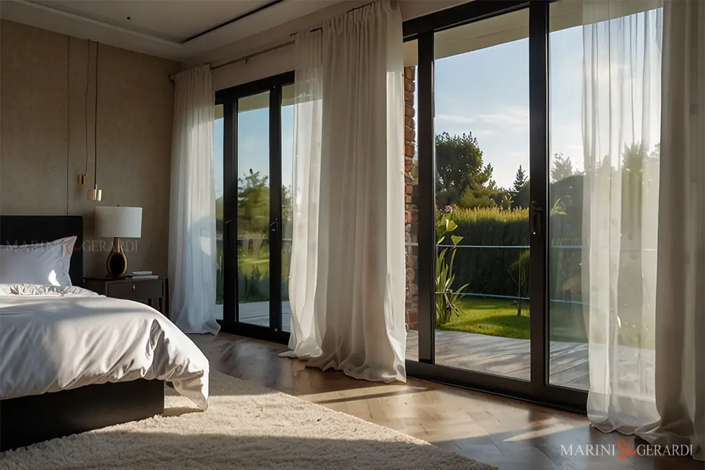 Arredo tende per porta finestra moderne in lino Arredo tende per porta finestra moderne in lino