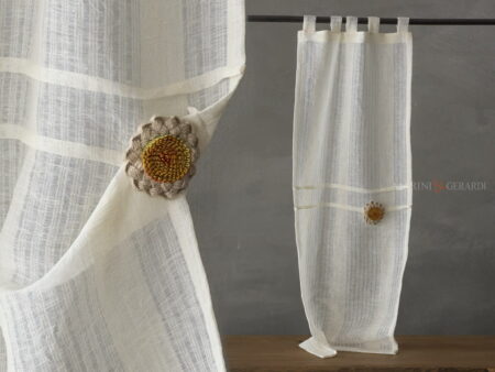 Tendina cucina in lino garzato panna