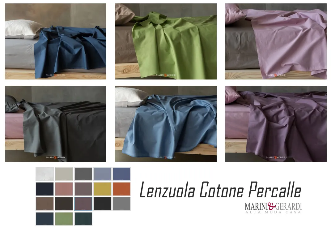 Lenzuola cotone percalle alta qualita vasta gamma di colori