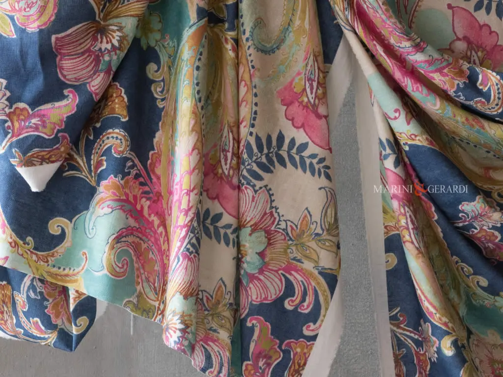 Tende a metraggio moderne a fiori blu rosso arancio Tende a metraggio moderne a fiori blu rosso arancio