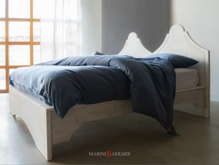 Letto matrimoniale legno massello testata mossa bianco shabby - Marini&Gerardi