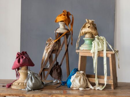 Borsa a secchiello seta elegante sacchetto con laccetti