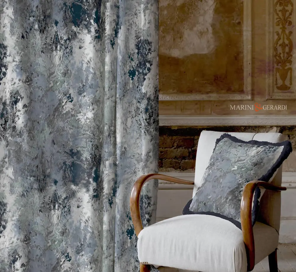 Stoffa per divano ideale per tende shabby blu inverno Stoffa per divano ideale per tende shabby blu inverno