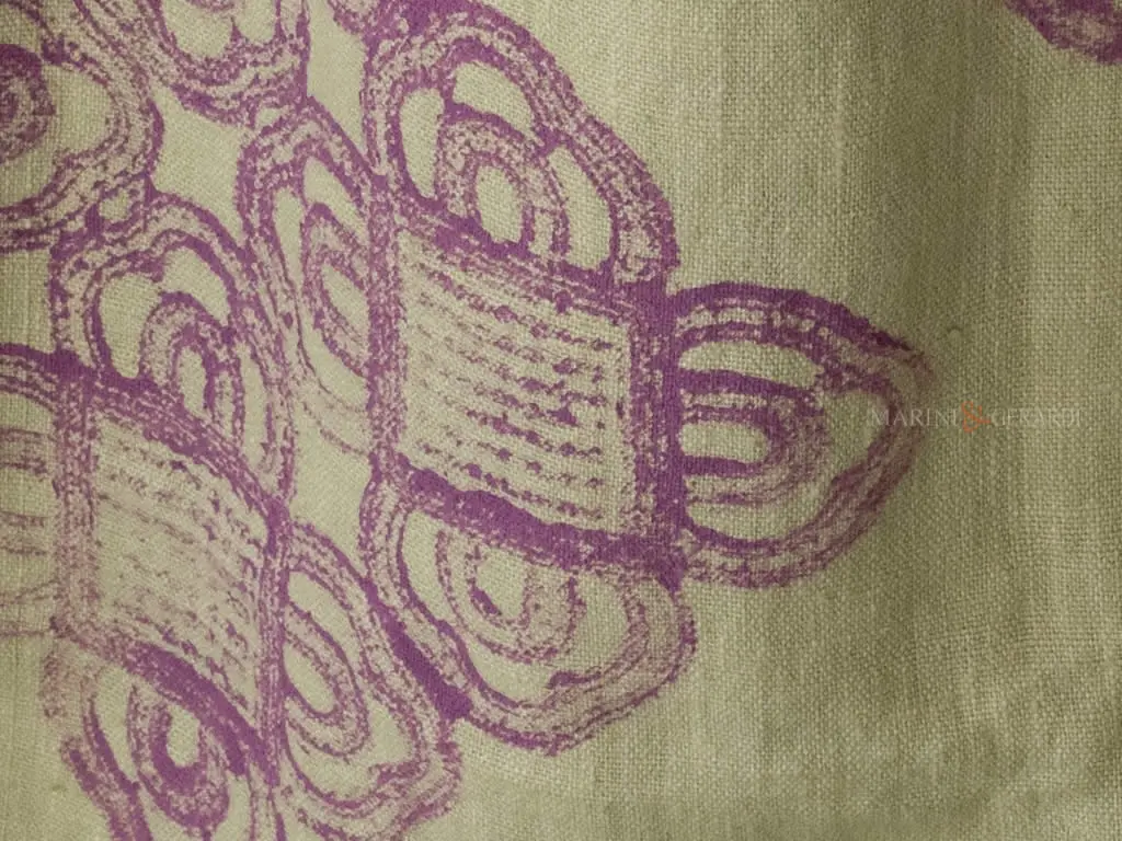 Tende country chic in lino pistacchio design viola Tende country chic in lino pistacchio design viola