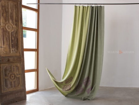 MEDITERRANEO Bicolore - Tende Stile Country Provenzale chic in Lino verde pistacchio