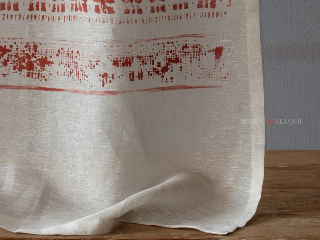 Tende vetri moderne in lino design rosso mattone Tende vetri moderne in lino design rosso mattone