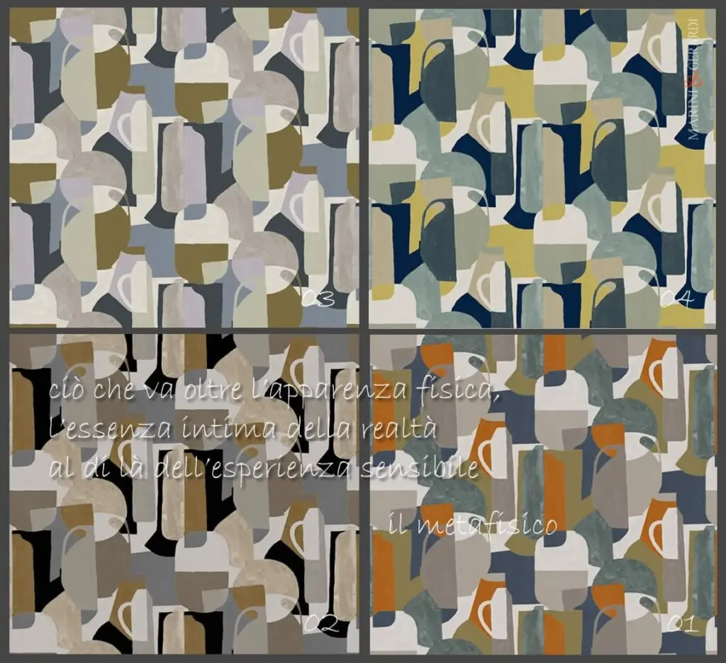 Metafisico tessuto per tappezeria tendaggi combinazione colori Metafisico tessuto per tappezeria tendaggi combinazione colori