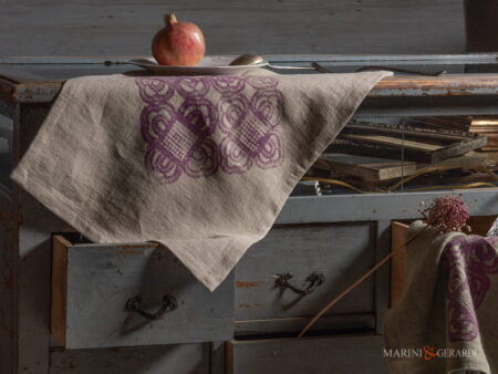 Tovagliette tavola americane eleganti lino design viola 2 Pezzi