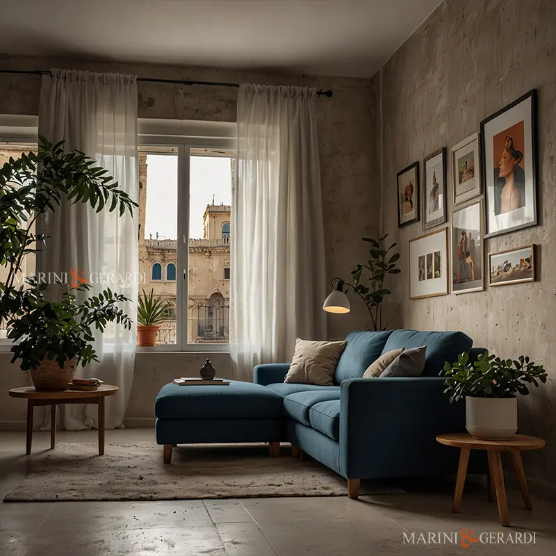 Tende a pannello in lino per un soggiorno tradizionale Tende a pannello in lino per un soggiorno tradizionale