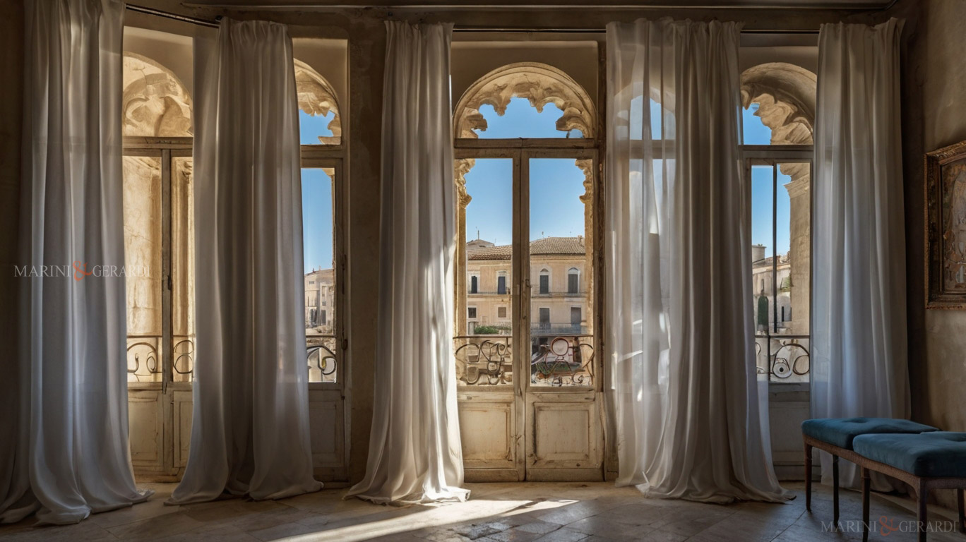 Tessuti per tende in lino per passione finestra sulla citta