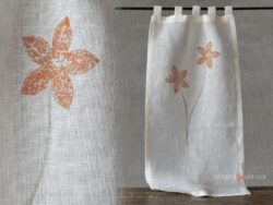 Tende a vetro salotto lino canapone bianco design fiori