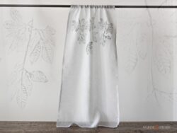 Tendine finestra cucina in lino con foglie design