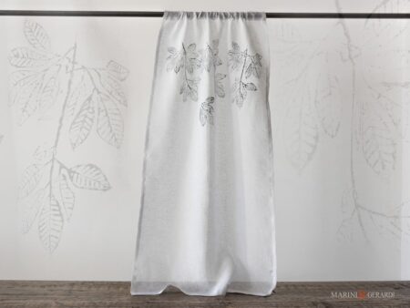 Tendine finestra cucina in lino con foglie design