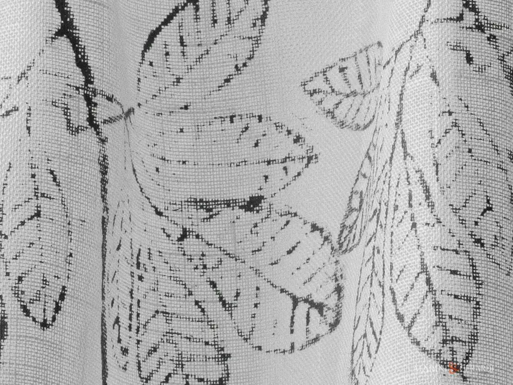 Tendine in lino per cucina con foglie design Tendine in lino per cucina con foglie design