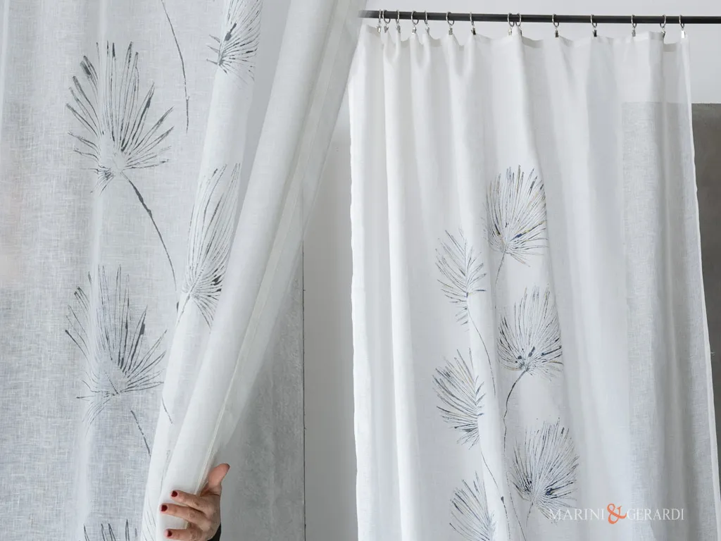 Tende bianche moderne soggiorno elegante design foglie Tende bianche moderne soggiorno elegante design foglie