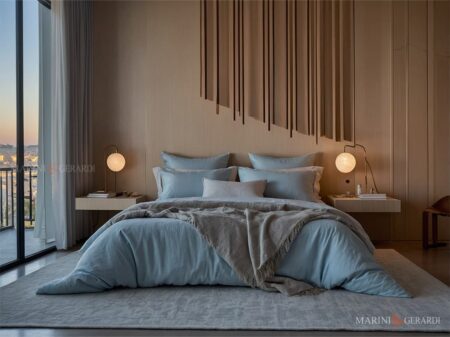 Copripiumino matrimoniale a sacco di lino blu ceruleo