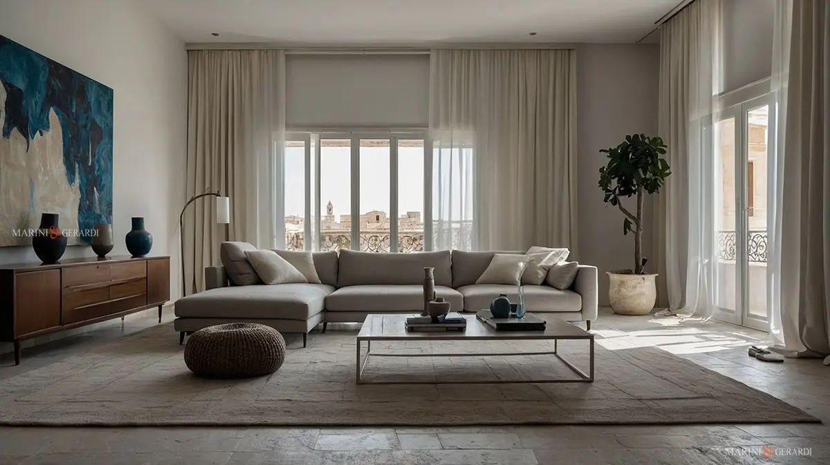 Delicate tende interne moderne soggiorno in lino Delicate tende interne moderne soggiorno in lino